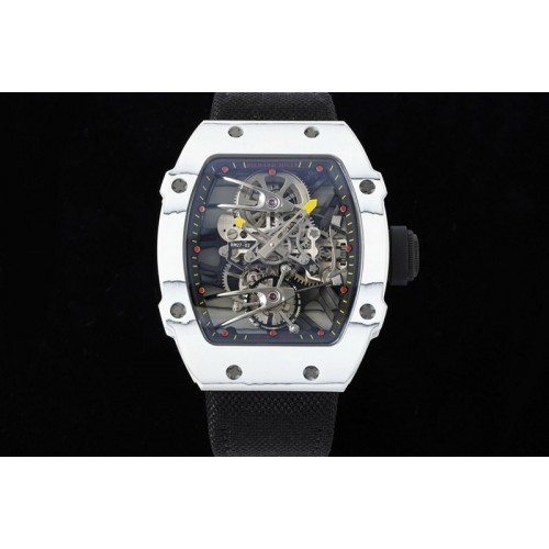 Richard Mille RM027-02 Nadal Real Tourbillon RMF Best Edition White Forge Carbon Black Inner Bezel on Black Nylon Strap