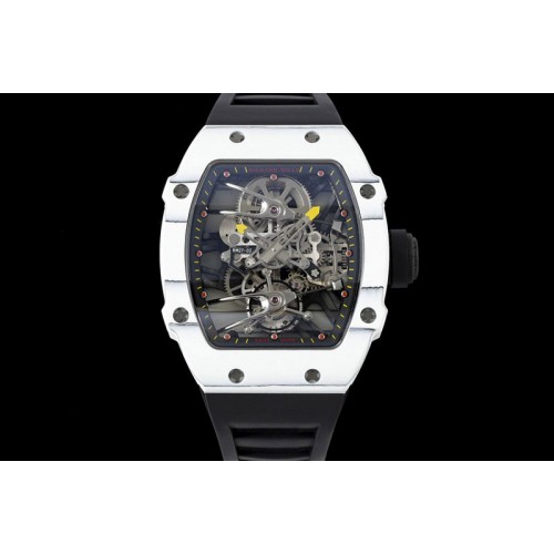 Richard Mille RM027-02 Nadal Real Tourbillon RMF Best Edition White Forge Carbon Black Inner Bezel on Black Rubber Strap
