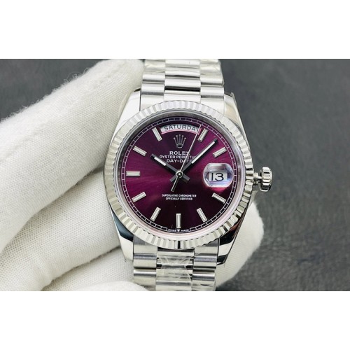 Rolex Day Date 40mm 228239 SS VR 1:1 Best Edition Purple Dial Sticks Markers on SS President Bracelet A2836 Rolex Day Date 40mm 228239 SS VR 1:1 Best Edition Purple Dial Sticks Markers on SS President Bracelet A2836
