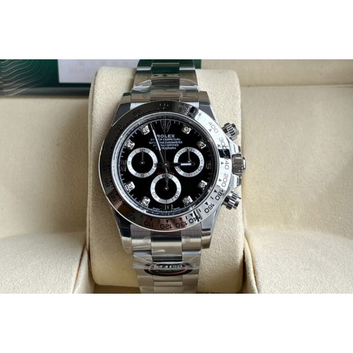 Rolex Daytona 116509 904 SS BTF 1:1 Best Edition Black Dial Crystals Markers On 904L SS Bracelet SA4130