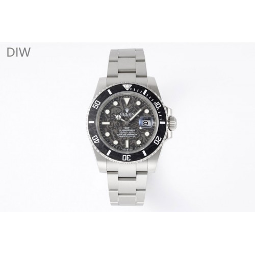 Rolex Submariner Sandblasted DIWF Best Edition Carbon Bezel Carbon  Dial on SS Bracelet VR3135