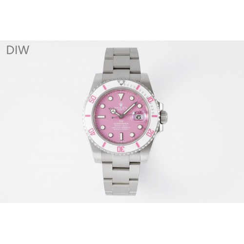 Rolex Submariner Sandblasted DIWF Best Edition White Bezel Pink Dial Dial on SS Bracelet VR3135